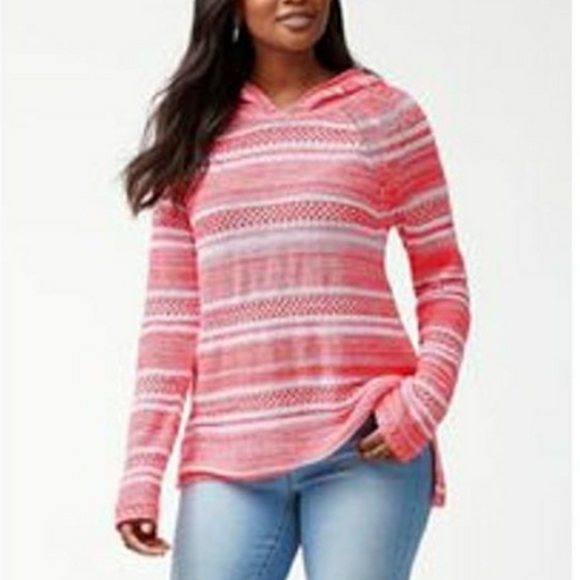 Tommy Bahama Linen Striped Knit Hoodie 